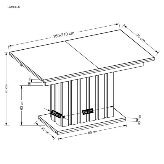 Rozkladací jedálenský stôl LAMELLO 160(210)x90 dub artisan/čierny