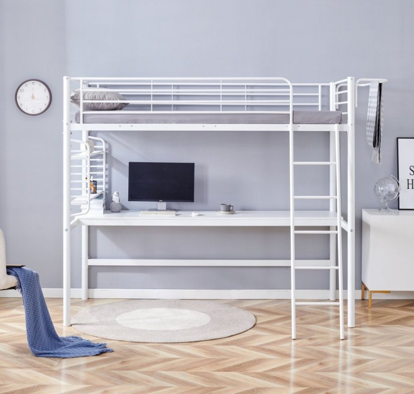 Poschodová posteľ DOLCE s písacím stolom biela
