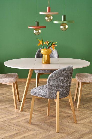 Rozkladací jedálenský stôl RUBEN 102(142)x102 kašmír/prírodný