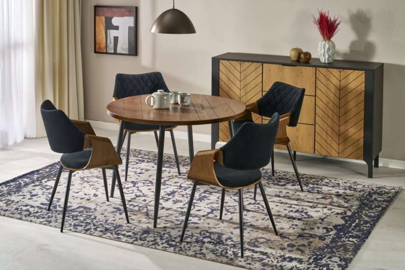 Kulatý jídelní stůl BARRY ø 105 ořech/černý