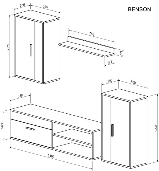 Obývacia zostava BENSON dub artisan/čierna