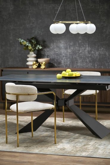 Rozkladací jedálenský stôl LUCIANO 180(230)x90 modrý mramor/čierny