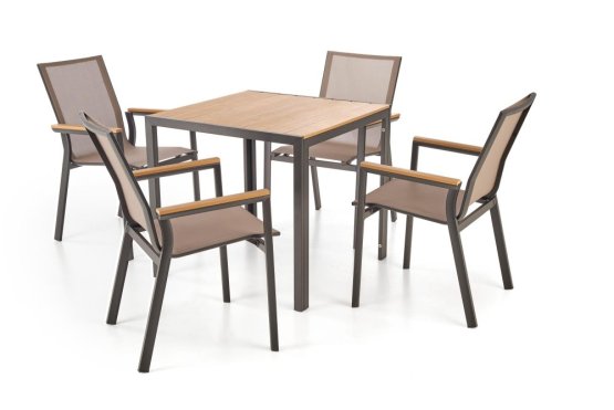 Záhradné kreslo FIERRO čierne/sivé/hnedé