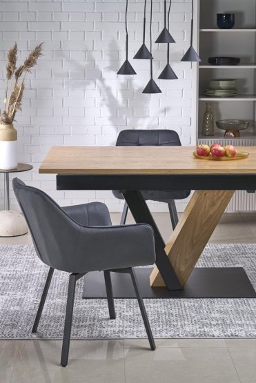 Rozkladací jedálenský stôl FANIS 160(220)x90 dub prírodný/čierna