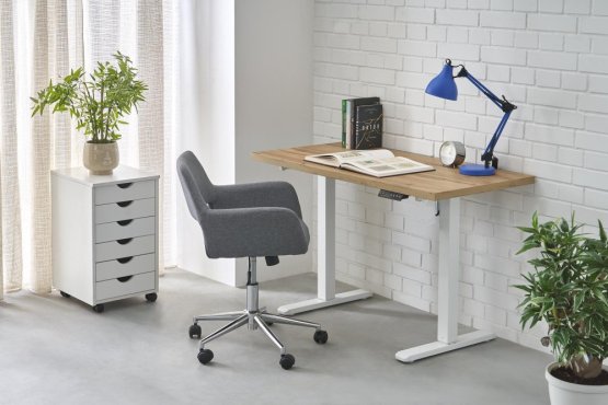 Výškovo nastaviteľný písací stôl B54 dub artisan/biela
