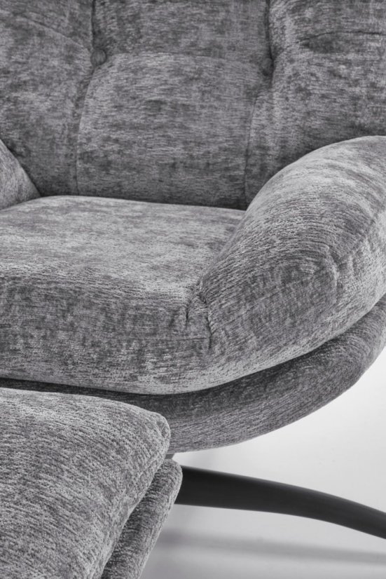 Čalúnené kreslo PESTO s podnožkou sivé