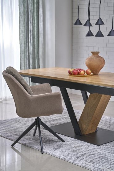 Rozkladací jedálenský stôl FANIS 160(220)x90 dub prírodný/čierna