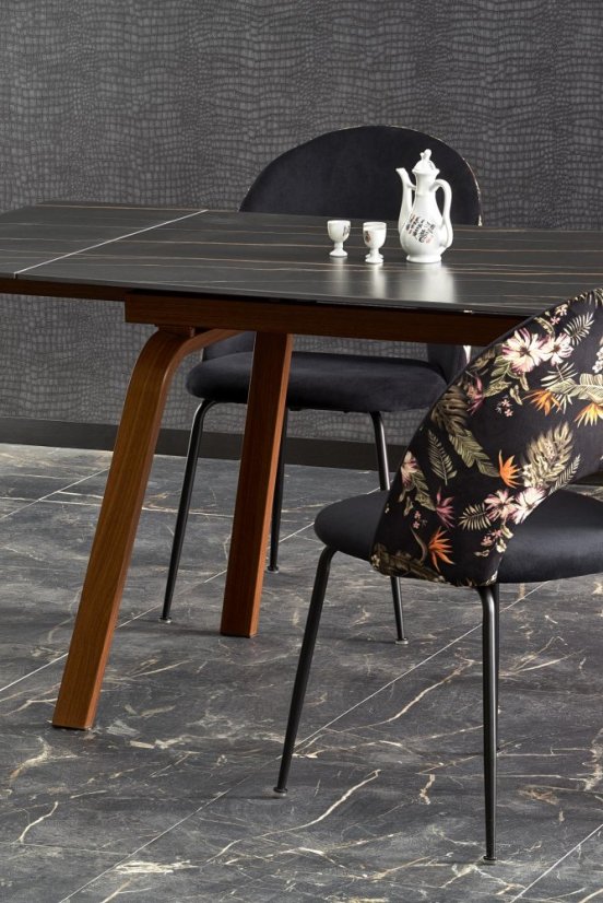 Rozkládací jídelní stůl LOZANO 140(200)X82 černý mramor/ořech