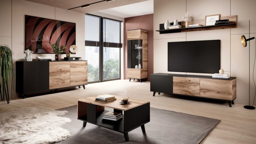 Konferenční stolek RANDOM dub wotan/černý