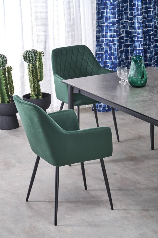 Rozkládací jídelní stůl CHARLES šedý mramor/černý