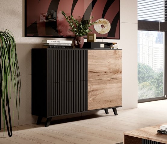 Komoda RANDOM KM-2 dub wotan/černá