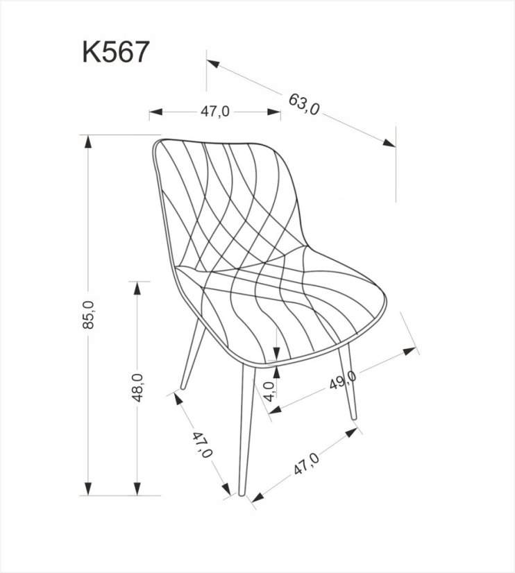 Jedálenská stolička K567 sivá