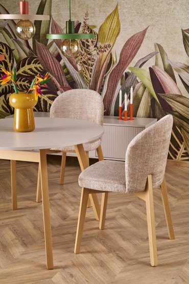 Rozkladací jedálenský stôl RUBEN 102(142)x102 kašmír/prírodný