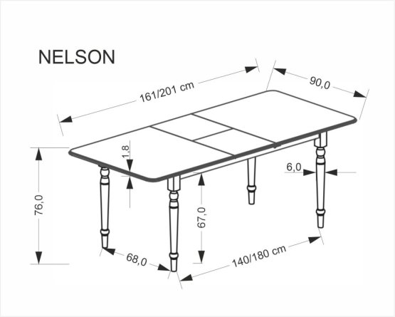 Rozkladací jedálenský stôl NELSON 160(200)x90 biela