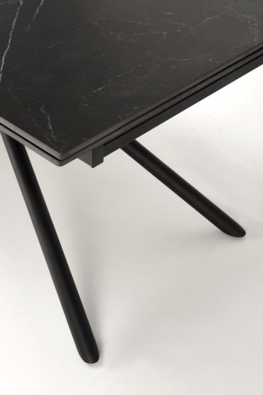 Rozkladací jedálenský stôl VITORINO 160(220)x90 čierny mramor/čierna