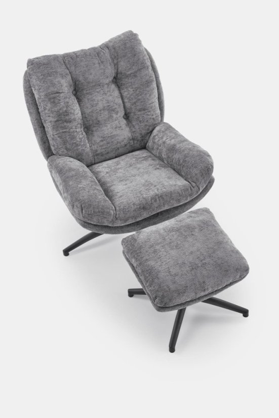 Čalúnené kreslo PESTO s podnožkou sivé
