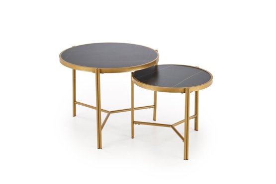 Konferenční stolek FATIMA - sada 2 ks černý mramor/zlatý