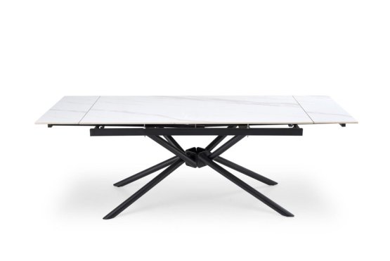Rozkladací jedálenský stôl VITORINO 160(220)x90 biely mramor/čierna