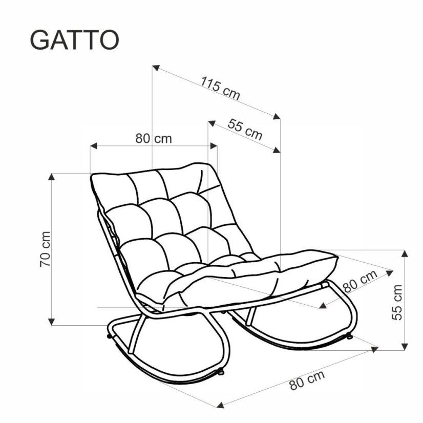 Hojdacie kreslo GATTO sivé