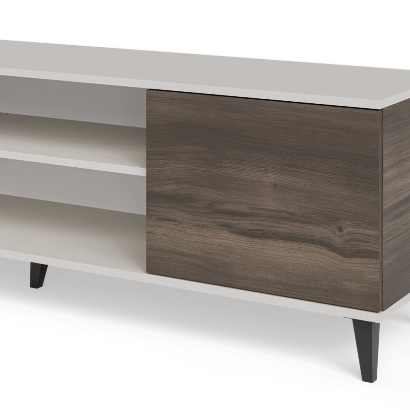 Televizní stolek RANDOM 2 RTV 180 s krbem kašmír/ořech/černý