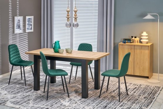 Rozkladací jedálenský stôl GIZMO 120(160)x75 dub artisan / čierna
