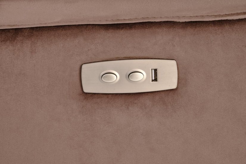 Elektricky polohovací relaxační křeslo SEMIR s USB mokka