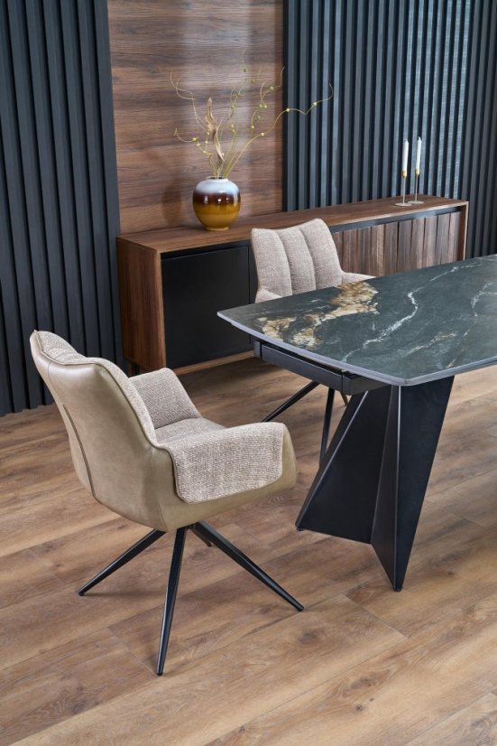 Rozkládací jídelní stůl ARMANI 165(241)x90 černý mramor/černá