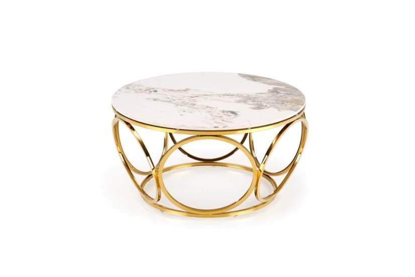 Konferenčný stolík VENUS 2 biely mramor/zlatý