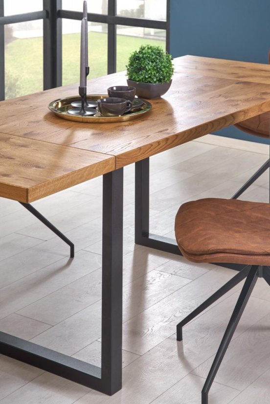 Rozkládací jídelní stůl HORUS 126(206)x80 světlý dub/černý