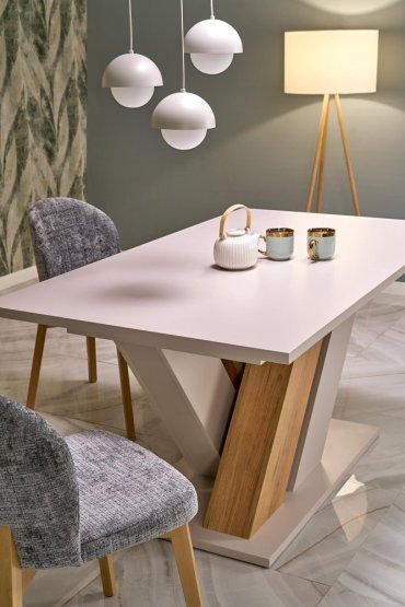 Rozkladací jedálenský stôl BRANDON 160(200)x90 kašmír/dub cremona