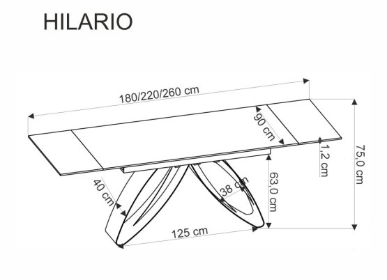 Rozkladací jedálenský stôl HILARIO čierny mramor