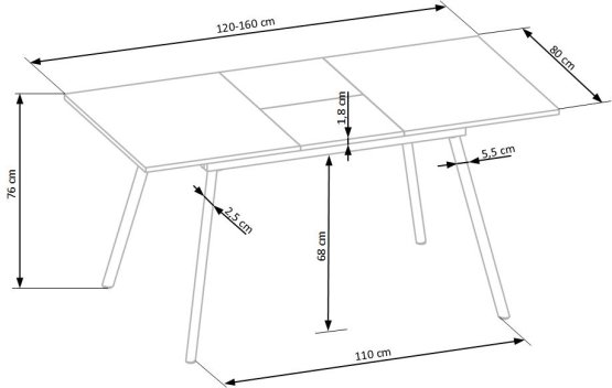 Rozkladací jedálenský stôl ALBON 120(160)x80 dub sonoma/čierny