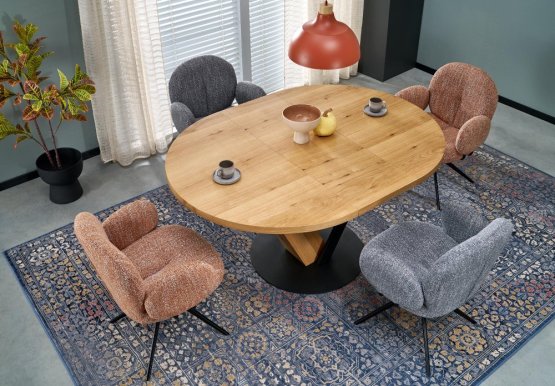 Okrúhly rozkladací jedálenský stôl FANIS 120(160)x90 dub prírodný/čierna