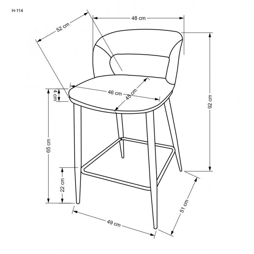Barová stolička H114 béžová/orech