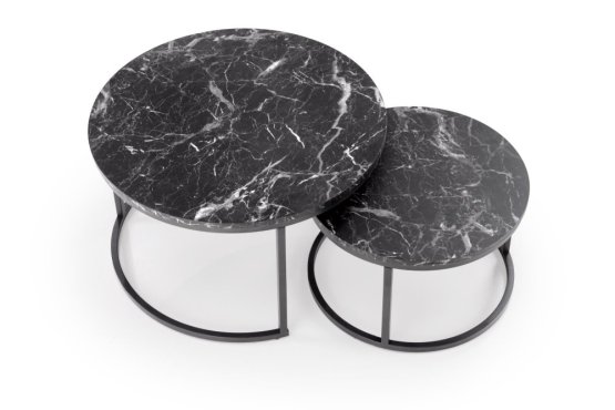 Konferenčný stolík JAVA - sada 2 ks čierny mramor/čierny