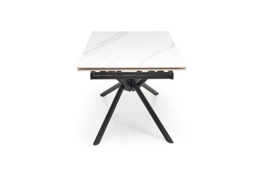 Rozkladací jedálenský stôl VITORINO 160(220)x90 biely mramor/čierna