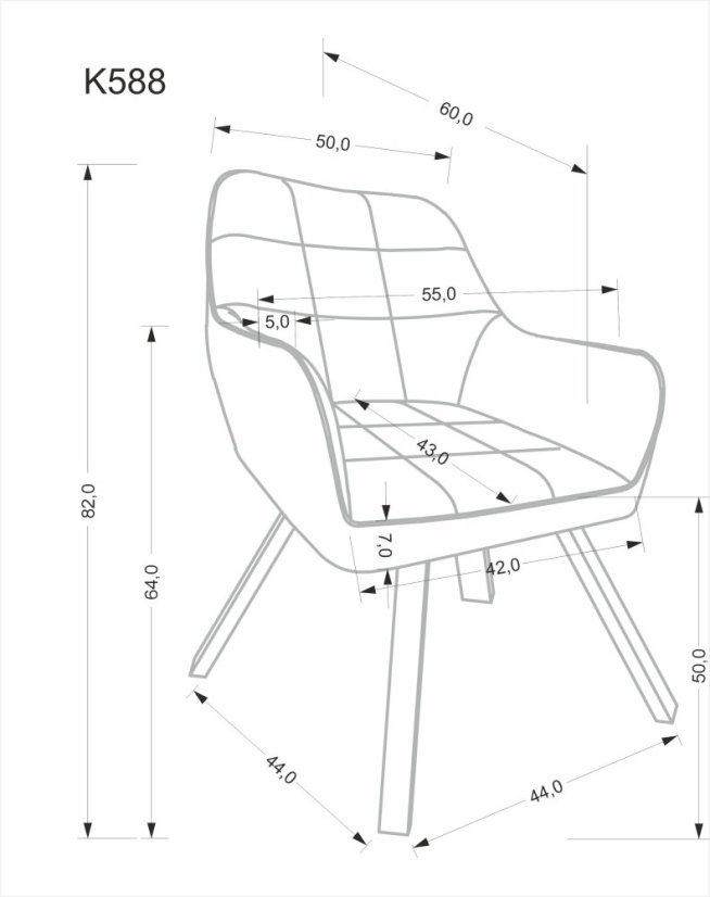 Jedálenská stolička / kreslo K588 sivá
