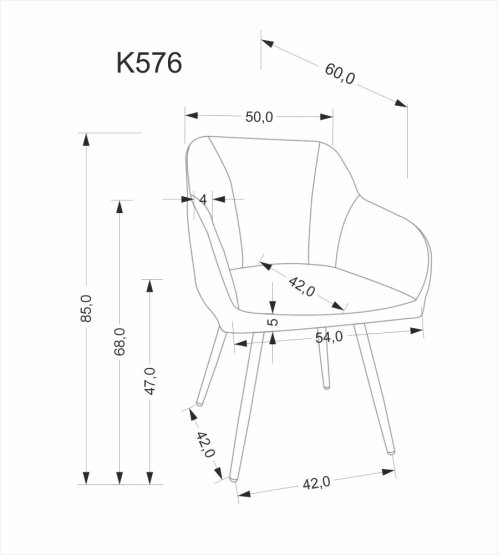 Jedálenská stolička / kreslo K576 sivá