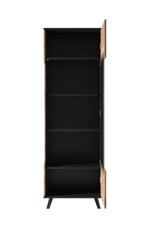 Vitrína RANDOM W-1 dub wotan/černá