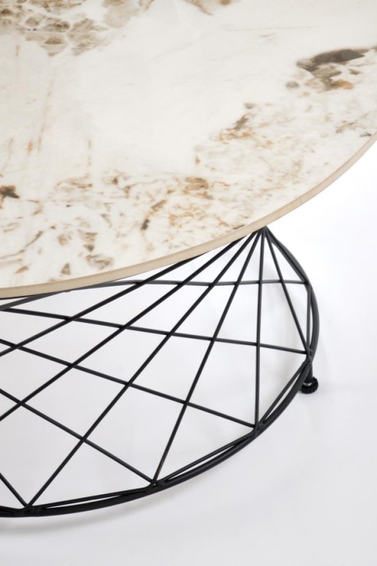 Konferenčný stolík ALESSIA béžový mramor/čierna