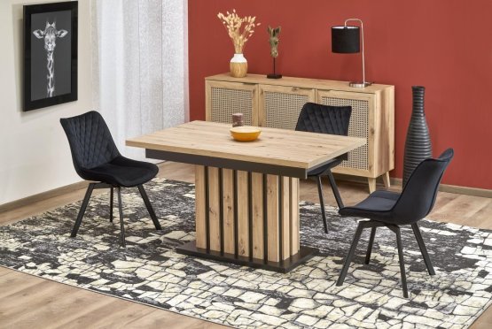 Rozkladací jedálenský stôl LAMELLO 160(210)x90 dub artisan/čierny