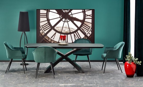 Rozkladací jedálenský stôl SILVESTRO 180(220)x89 tmavo sivý/čierny