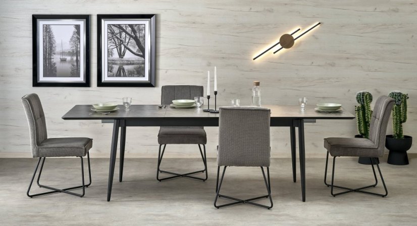 Rozkládací jídelní stůl CHARLES šedý mramor/černý