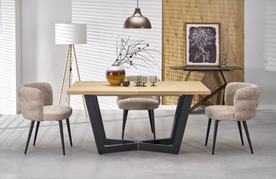 Rozkladací jedálenský stôl MASSIVE 2 160(250)x90 dub prírodný/čierna