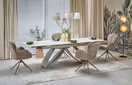 Rozkladací jedálenský stôl HILARIO 180(260)x90 jasný travertín/kašmír