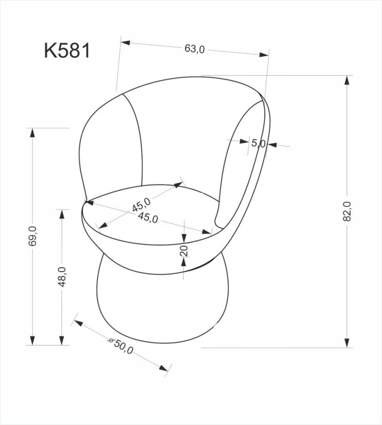Otočné jídelní křeslo K581 béžová