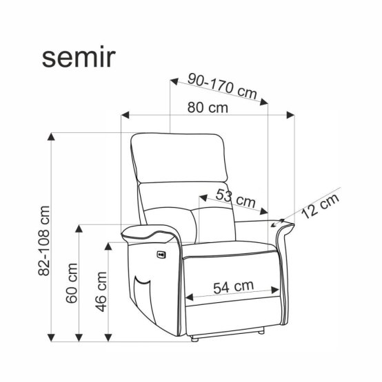 Relaxační křeslo SEMIR 2 šedé