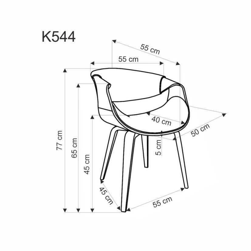 Čalúnené kreslo K544 sivé/orech