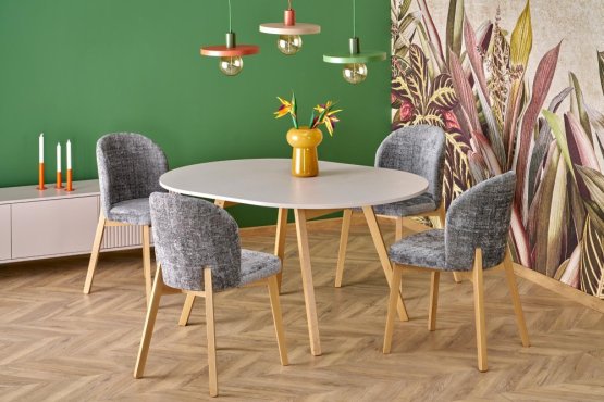 Rozkladací jedálenský stôl RUBEN 102(142)x102 kašmír/prírodný