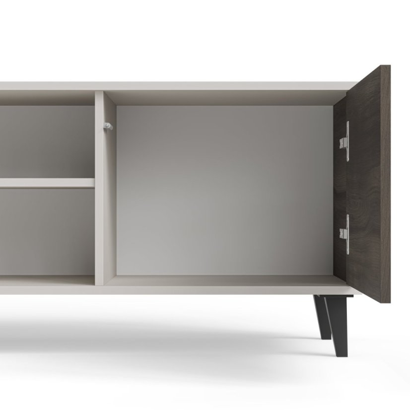 Televizní stolek RANDOM 2 RTV 180 s krbem kašmír/ořech/černý